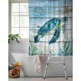 thumbnail image 2 of Split Shower Curtain for Transfer Bench, Coastal Turtle Fabric Shower Curtains for Bathroom, Nautical Ocean Shells Seaweeds Starfish Tub Sliding Transfer Bench Waterproof Bath Curtains 72"x84", 2 of 9