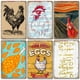 thumbnail image 5 of Pintura en hojalata retro de gallos y gallinas, fondo de granja, mural decorativo sin marco para pared, 5 of 6
