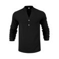 thumbnail image 4 of Men's Linen Long Sleeve Shirt Button Henley Shirt V-Neck Casual Plain Lightweight Fall Top L, 4 of 7