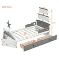 thumbnail image 3 of Twin Size Platform Bed, Solid Wood Modern Boat-Shaped Storage Bed Frame with Two Drawers, Playhouse Twin Bed Frame for Kids, Boys, Girls, Bedroom, No Box Spring Needed, Gray, 3 of 8