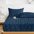 thumbnail image 6 of Cal.King Size Fitted Sheet Set - Dark Blue 3 Piece Bedding Sets 16" Deep Pocket Fitted Sheet with 2 Pillowcases, Modern Minimalist Solid Color Brushed Microfiber Hotel Luxury Bed Sheets, 6 of 9