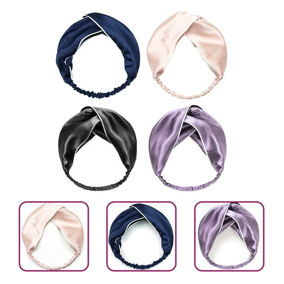 MEIBUTYUP Silk Headbands Assorted Color Wide-Brimmed Elastic for Home and Yoga 4Pcs