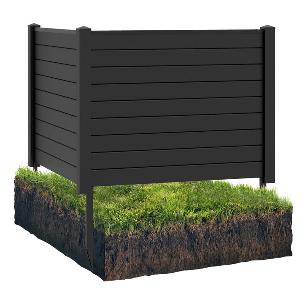 Topcobe Outdoor PVC Air Conditioner Fence with 20 Inch Long Stakes, Partition Decorative Panels for Balcony Backyard Garden-Black