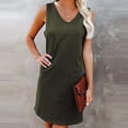 thumbnail image 2 of IROINNID Shift Dress For Women Casual Summer Tank Solid Sleeveless With Pocket Dress V-Neck Knee-Length Dress, 2 of 6