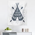thumbnail image 1 of Adventure Tapestry, Teepee Crossed Arrows We are Living Our Adventure Inspirational Words, Fabric Wall Hanging Decor for Bedroom Living Room Dorm, 5 Sizes, Dark Petrol Blue White, by Ambesonne, 1 of 1
