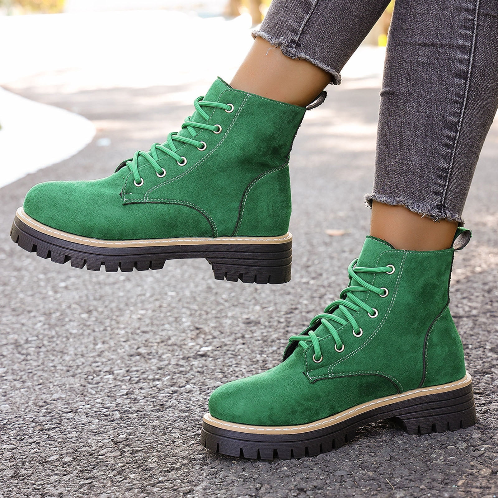 Hinvhai Women's Outdoor Waterproof Hiking Boot Snow Boots Walking Shoes Army Green 7.5(40)