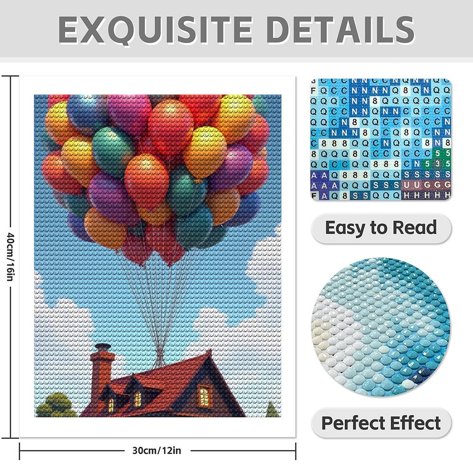 Diamond Art Kit for Adults, Colorful Balloons Print No.68 Diamond Painting for Adults Beginners, 5D DIY Diamond Art Painting Kits, Colorful Diamond Painting Craft for Home Decor 12x16