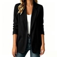 thumbnail image 4 of TEAJOPSUU Women's Blazers Relaxed Fit Notched Lapel Patch Suit Cardigans Lightweight Casual Business Sweaters Solid Color Black, 4 of 5