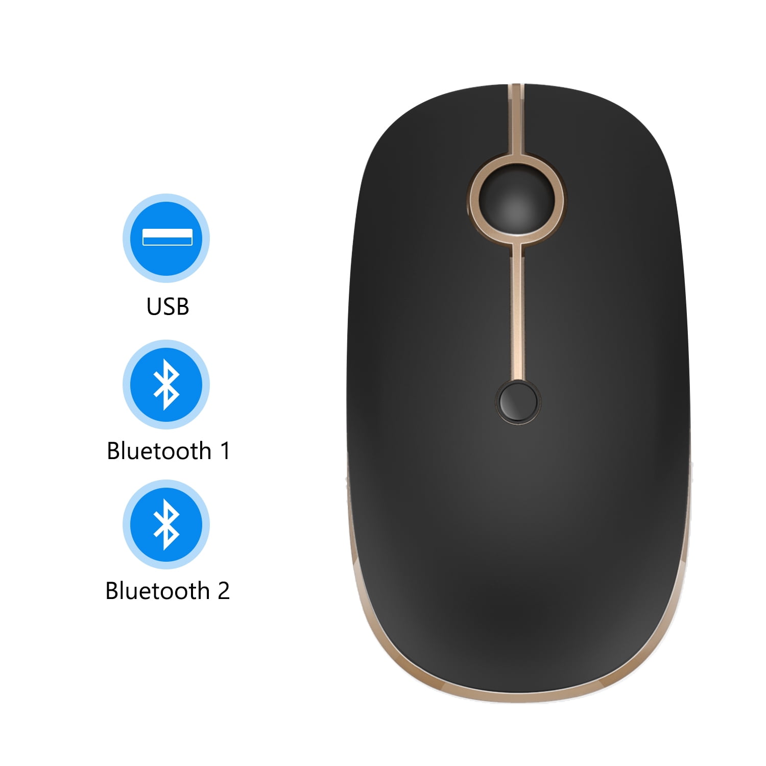 Jelly Comb ワイヤレスマウス 黒 Jelly Comb Silent Wireless Mouse, 2.4G/Bluetooth Mouse with