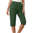 thumbnail image 4 of Luvrsol Capris for Women with Pockets Loose-Fit Linen-Cotton Drawstring Straight-Leg Casual Pants, Size S-2XL, 4 of 9