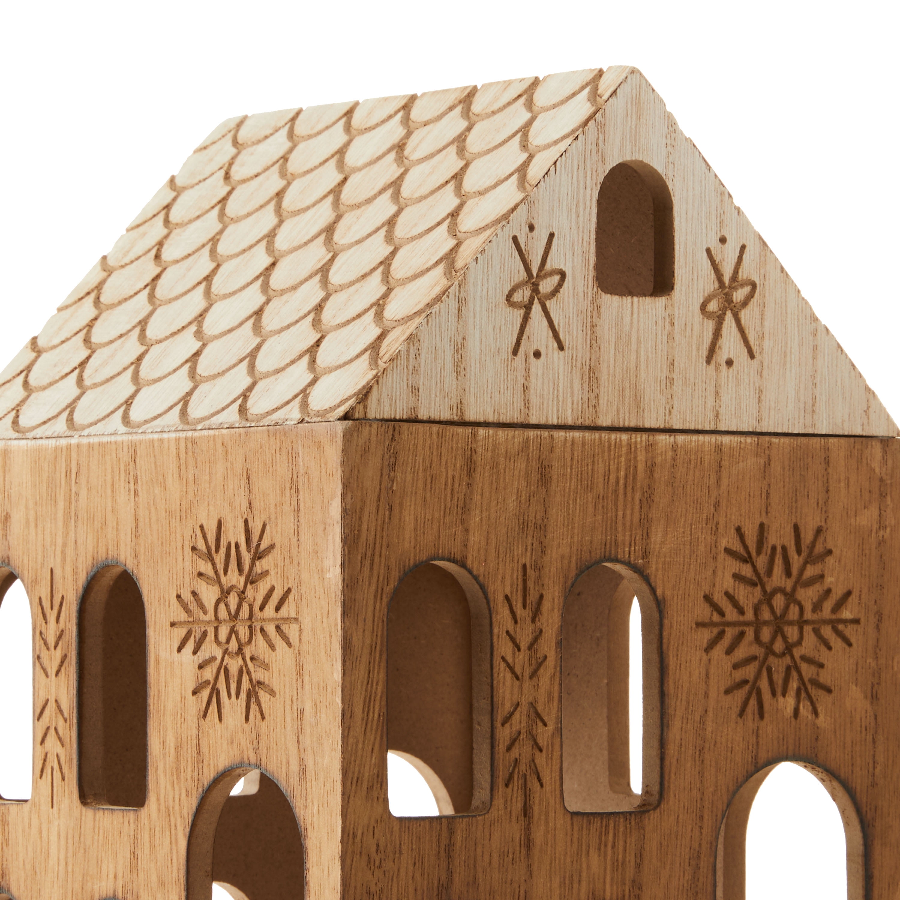 Wood House Christmas Decoration, Brown, 9.25", by Holiday Time