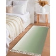 thumbnail image 3 of Area Rug with Tassels 2' x 5', Spring Gradient Simplistic Kitchen Runner Rug for Hallway Bedroom Throw Rugs, Simple Sage Green White Ombre Soft Door Mat for Bathroom Entrance Living Room, 3 of 9