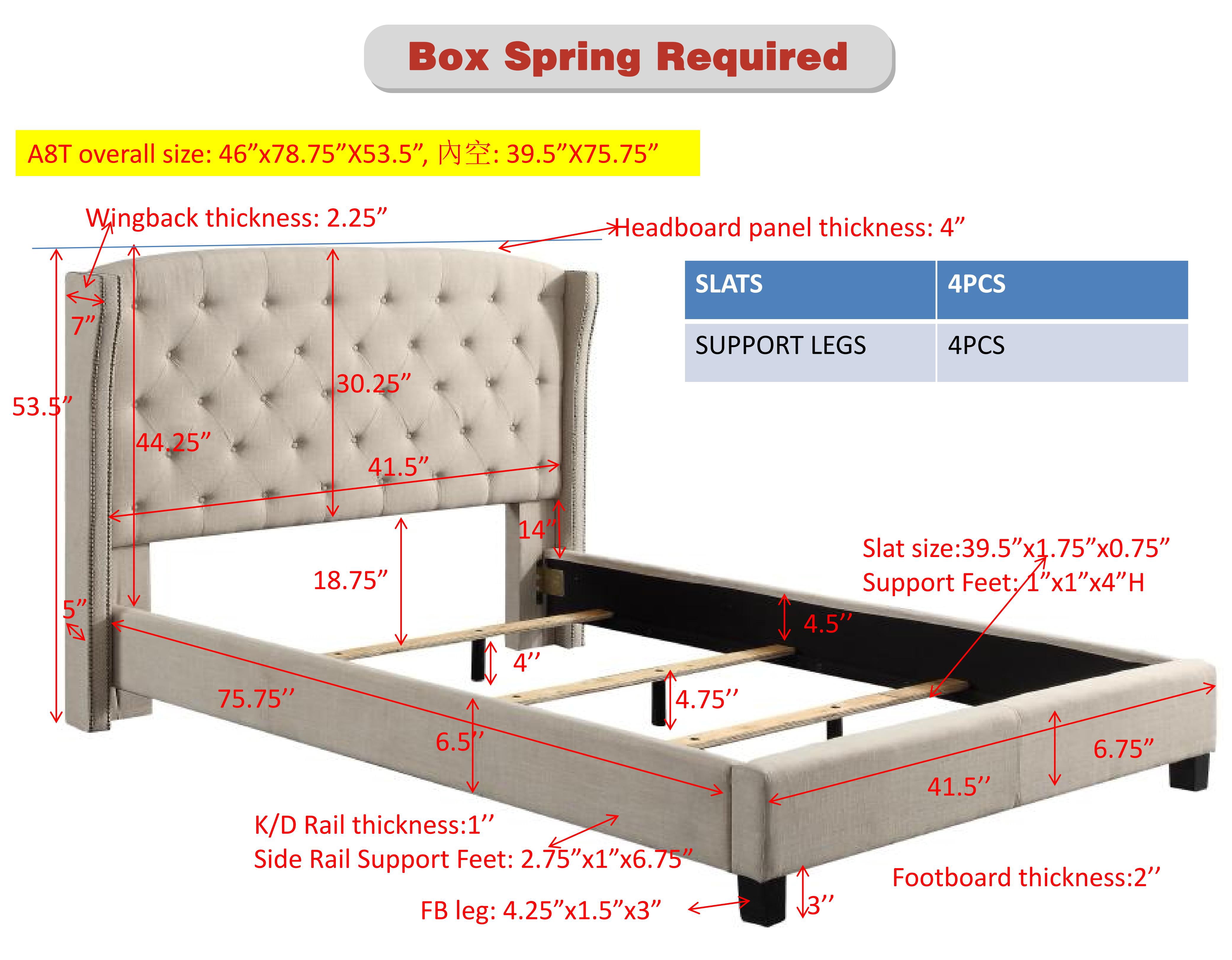 BSHTI Modern Twin Size Metal Platform Bed Frame with Upholstered Headboard and wood slats support for Livingroom