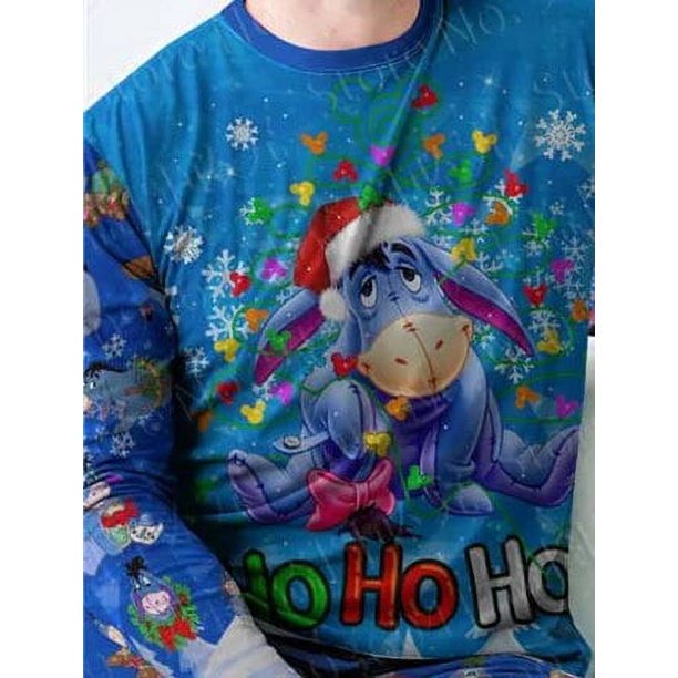 Disney-conjunto navideño de Winnie the Pooh Eeyore para padres e hijos, pijama con estampado 3D de alta calidad, traje feo de Navidad, 2022