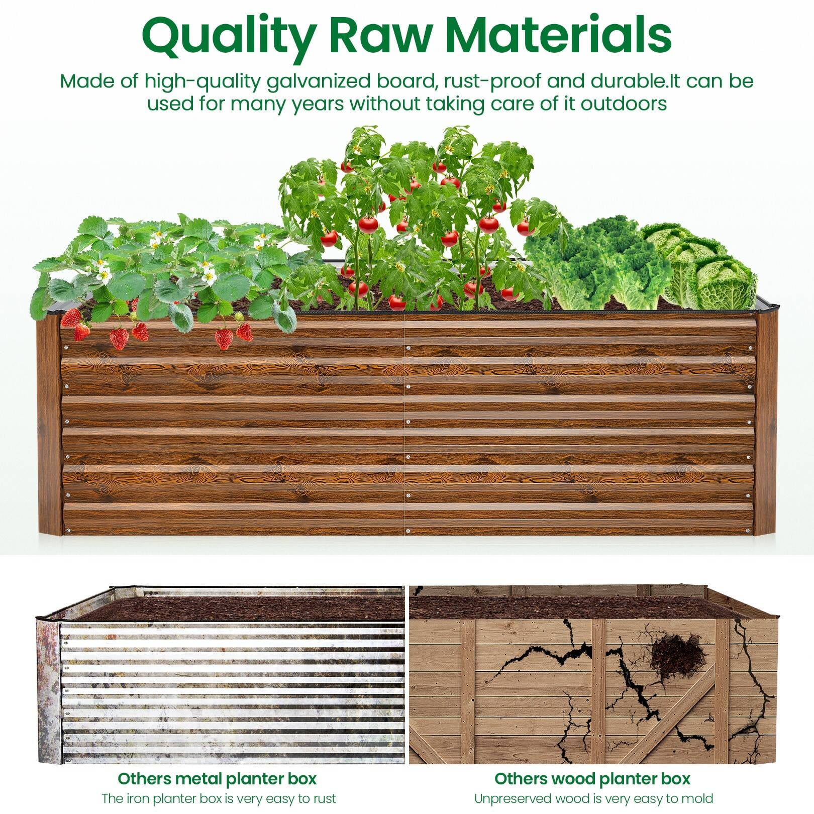 Funcid 6x3x2ft Galvanized Raised Garden Beds Large Metal Garden Beds Galvanized Steel Planter boxes Outdoor for Vegetables Flowers Herbs