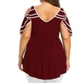 thumbnail image 3 of Gvmfive Women Plus Size Lace Cold Shoulder Short Sleeve Irregular Blouse Tunic Tops T Shirt, 3 of 4