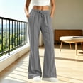 thumbnail image 2 of Kvture Womens Casual Loose Drawstring Elastic Waist Wide Leg Lounge Pants Lightweight Baggy Sweatpants Joggers with Pocket Gray Pant L, 2 of 7