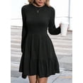 thumbnail image 6 of Womens Long Sleeve Fall Dresses with Flowy Casual Ribbed Knit Crew Neck Knee Length Sweater Dress, 6 of 9