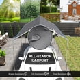 thumbnail image 3 of 10'x20' Carport Heavy Duty Galvanized Car Canopy with Included Anchor Kit, 3 Reinforced Steel Cables, Grey, 3 of 7