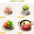 thumbnail image 5 of FREEAMG Pink Rose Flower Bee Round Cotton Thread Weave Trivets for Hot Dishes Set of 2 Sizes 7 Inch & 9.5 Inch Diameter Coasters Trivet Mats Potholders Hot Pads, 5 of 7