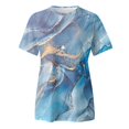 thumbnail image 4 of TSADFHJI Cute Tops Womens Spring Summer Colorful Printed Short Sleeve O Neck T Shirt Top L Blue, 4 of 5