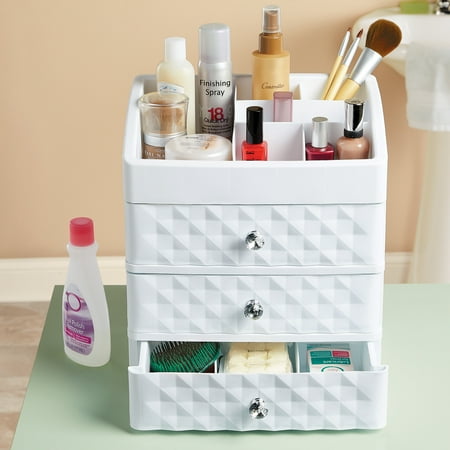 Collections Etc Plastic Makeup Organizer White Walmart Com
