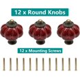 thumbnail image 2 of 12 Pcs Boutons Citrouille Rouge Rouille, Boutons d'Armoire en Céramique Vintage, Boutons de Tiroir Poignées de Tiroir avec Vis de Montage, 2 of 5