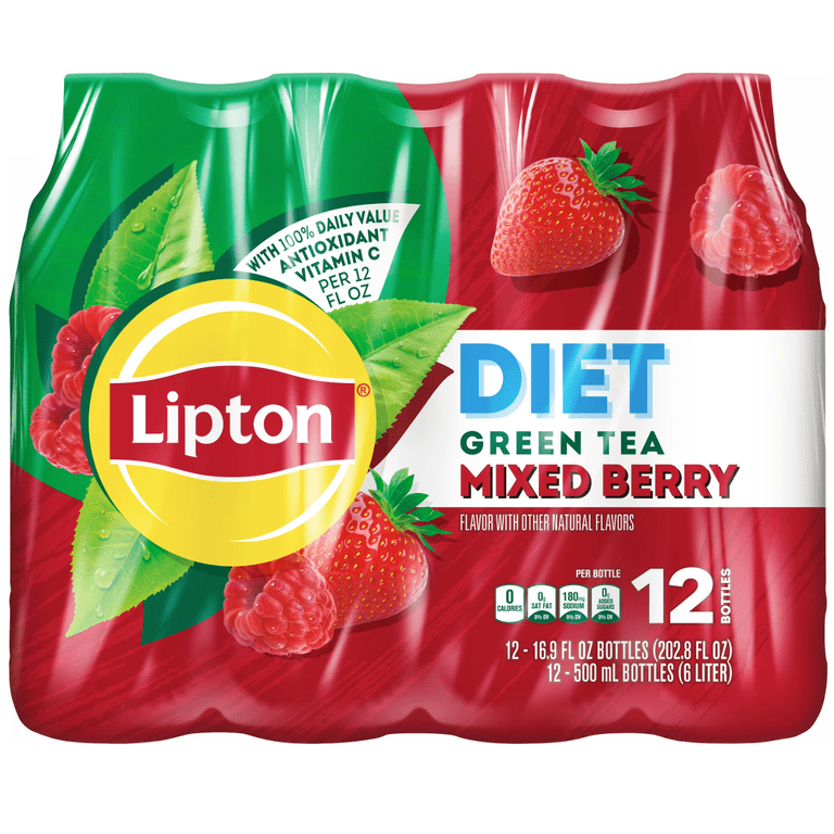 Lipton Green Tea Iced Bottle 16.9 fl oz, 12ct Mixed Berry