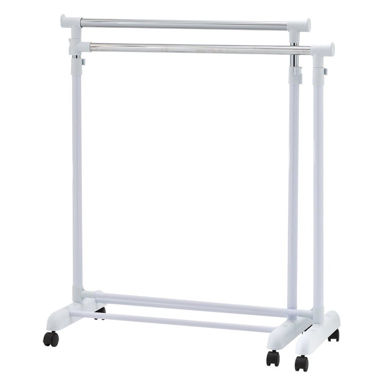 Mainstays Adjustable Rolling Garment Rack Metal Chrome White Designer