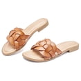 thumbnail image 2 of Women's Braided Flat Slide Sandals - Round Toe Cover Strap Detail, Easy Slip-On Rubber Sole Summer Shoes, 2 of 6