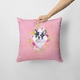 thumbnail image 2 of Carolines Treasures CK4143PW1414 French Bulldog Pink Flowers Fabric Decorative Pillow  14Hx14W multicolor, 2 of 4