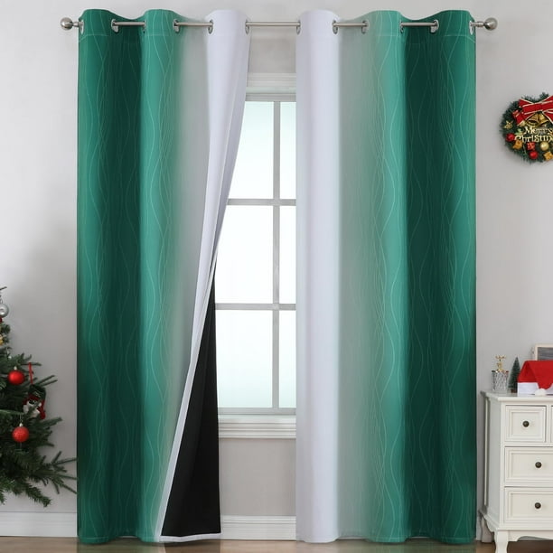 Cortinas Estelar Textiler 107x213cm Verde Gris Degradado Blackout