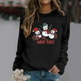 thumbnail image 2 of Fiaer Snowman Womens Sweatshirts Christmas Crew Neck Long Sleeve Pullover Plus Size Baggy Fashion Cozy Holiday Tops Black L, 2 of 4