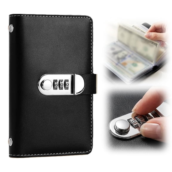 Lockable Savings Notebook, 100 Envelope Savings Challenge Book with Password Lock, Cash Envelopes Money Saving Binder