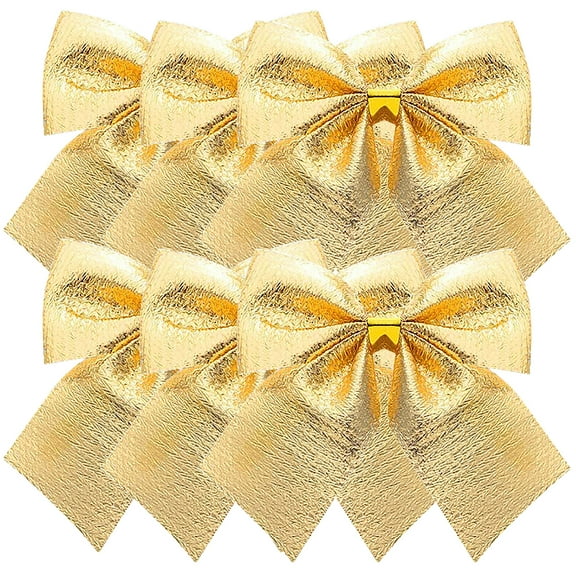 Amosfun Christmas Tree Ornaments Golden Satin Ribbon 12-Pcs