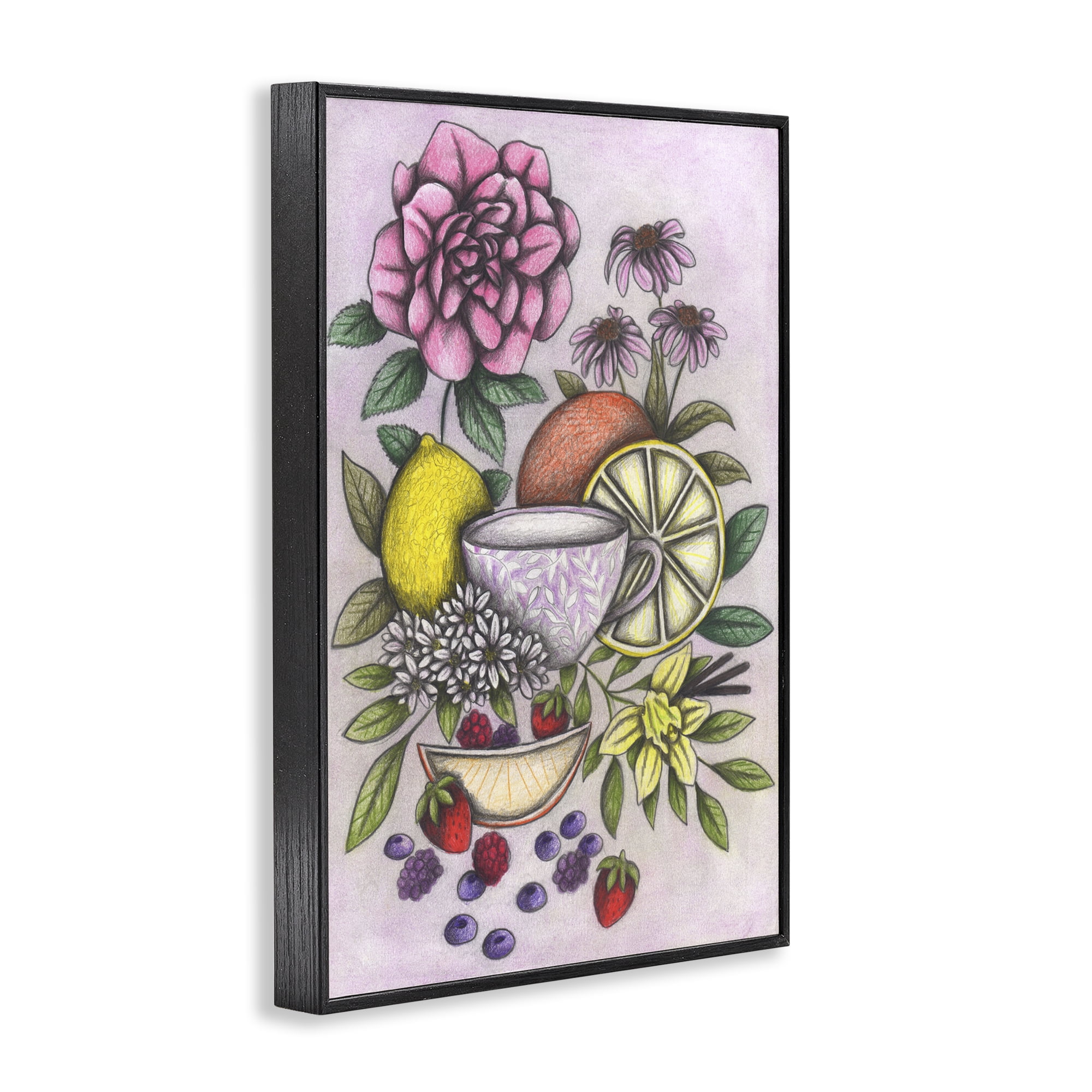 Rococo Tea with Fruits Black Framed Giclee Art, design by Cecilia Battaini