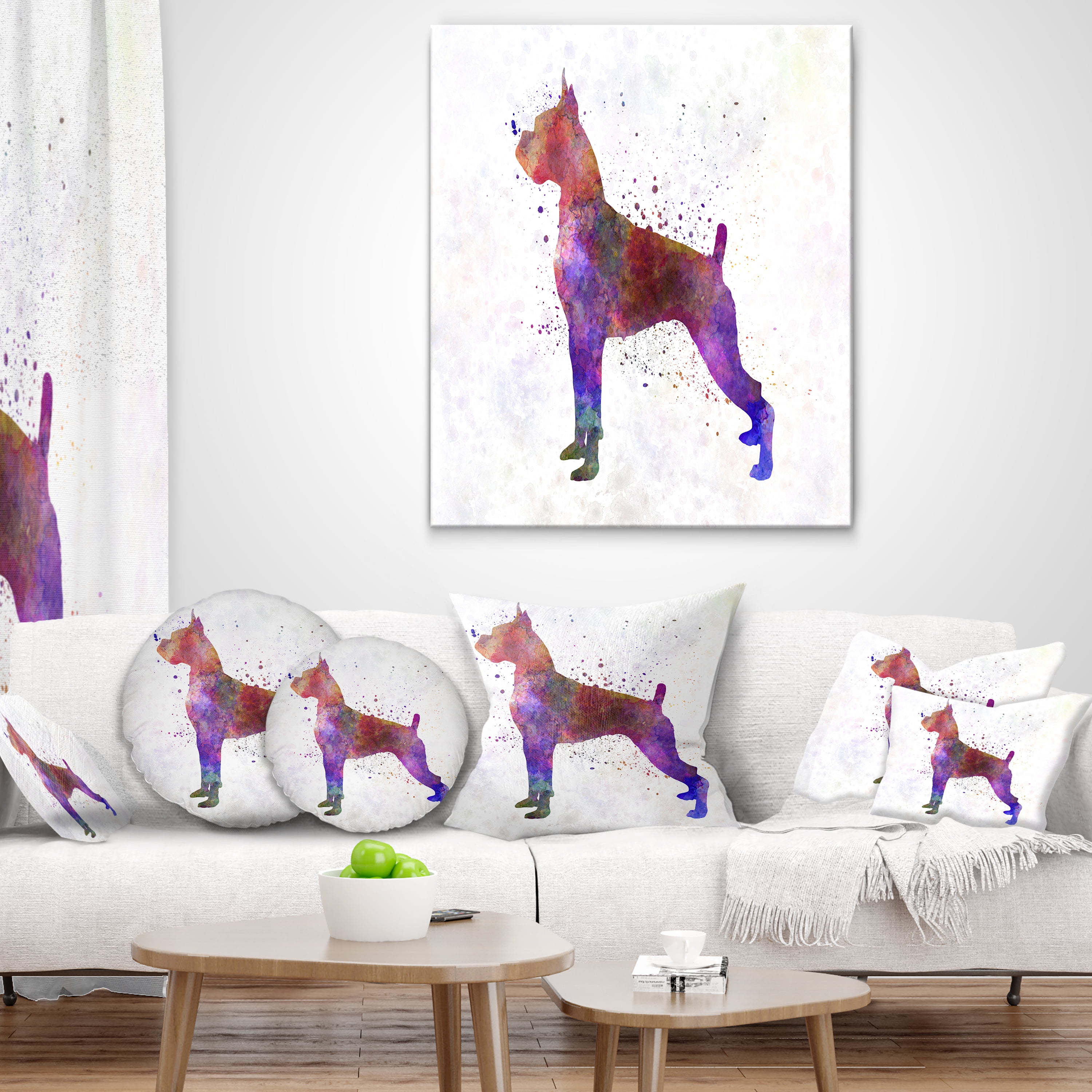 Designart Boxer in Watercolor - Animal Throw Pillow - 16x16