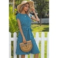 thumbnail image 5 of Womens Summer Dresses Cap Sleeve Polka Dot Falten Midi Dress 2024 Fashion O Neck Casual Fit Tiered Boho Beach Vacation Sundress (Blue,Large), 5 of 6
