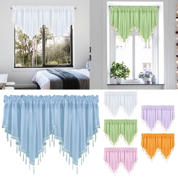 2Pc Curtains 2Pc Solid Color Finished Curtain Curtain Drapery 51X24 Bedroom Home Decor Triangle Curtain Curtain Screen Kitchen Short Curtain Curtain