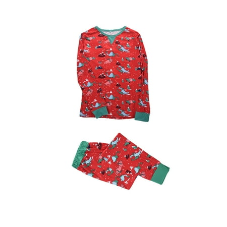 

KEJIG Stylish Parent-Child Warm Christmas Suit Printed Home Clothes Pajamas Long-Sleeved Trousers Two-Piece Mother