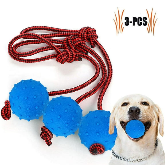 Byepica 3PCS Dog Toys Ball with Rope Interactive Dog Tug Toy Indestructible Dog Fetch Toy for aggressive chewers