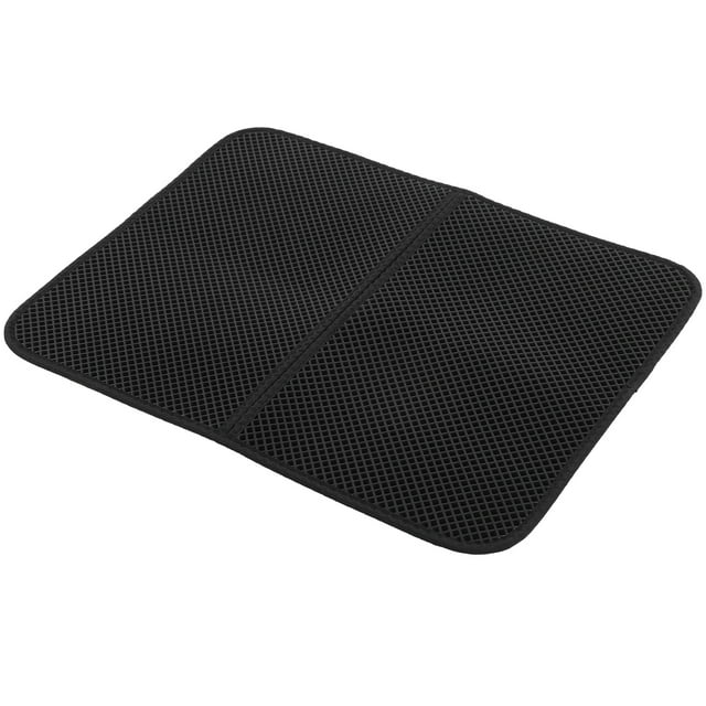 Alfombrilla para atrapar arena para gatos de doble capa EVA, almohadilla de Control de dispersión para receptor de arena suave antideslizante (negro L)