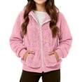 thumbnail image 7 of Garbnen Fleece Jacket for Kids Full-Zip Hooded Fall Winter Fuzzy Coat Outerwear Fleece-Lined Sherpa Girls Winter Jacket with Pockets 9-10 Years, 7 of 7