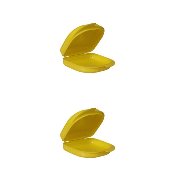 Vogacara Caja de almacenamiento para dentaduras postizas de 2 piezas de PP, reemplazo universal portátil, resistente al desgarro, caja Amarillo 2piezas