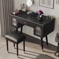thumbnail image 1 of Elegante vanidad mesa de maquillaje y silla, moderno vestuario con organizador, escritorio, puerto de carga, 1 of 5