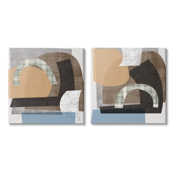 Stupell Industries Abstract Shape Collage Modern Brown Grey Blue, 24 x 24,Design by Melissa Wang