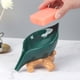 thumbnail image 4 of Jabonera con forma de hoja novedosa, bandeja para jabón, fácil de limpiar, con tocón, ahorrador de jabón, joyería Verde, 4 of 9