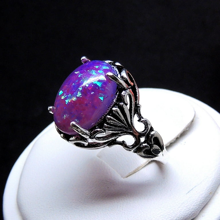 Purple fire opal ring sale