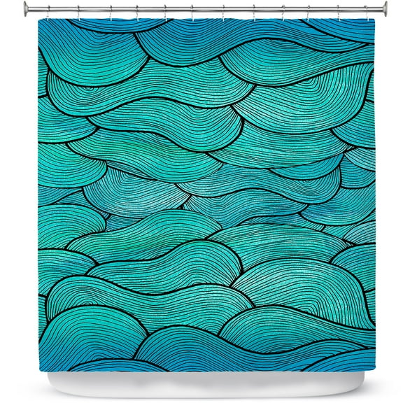 Shower Curtains 70" x 93" from DiaNoche Designs by Pom Graphic Design - Sea Waves Pattern
