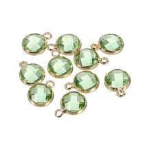 Crystal Birthstone Charm, August Pendants Drop Bead Light Green, for Jewelry Making, 10 Pack